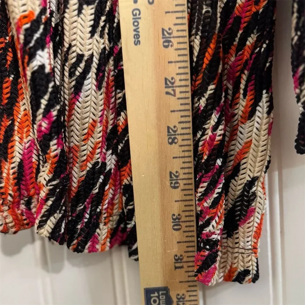 Maggie Barnes Duster 2X Abstract Animal Print Cardigan Sweater Orange Black Plus - Picture 3 of 7